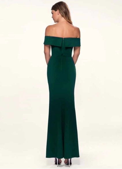 Blush Mark My Valentine Dark Emerald Stretch Crepe Maxi Dress