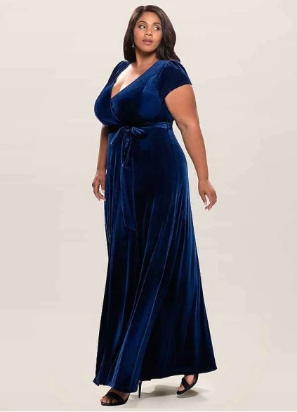 Blush Mark Dreaming Of You Navy Blue Velvet Maxi Dress