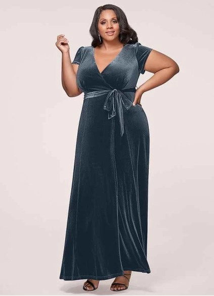 Blush Mark Dreaming Of You French Blue Velvet Maxi Dress