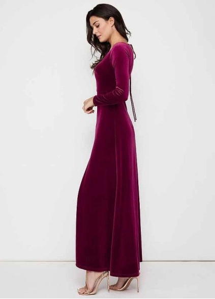 Blush Mark New Moon Cabernet Velvet Maxi Dress