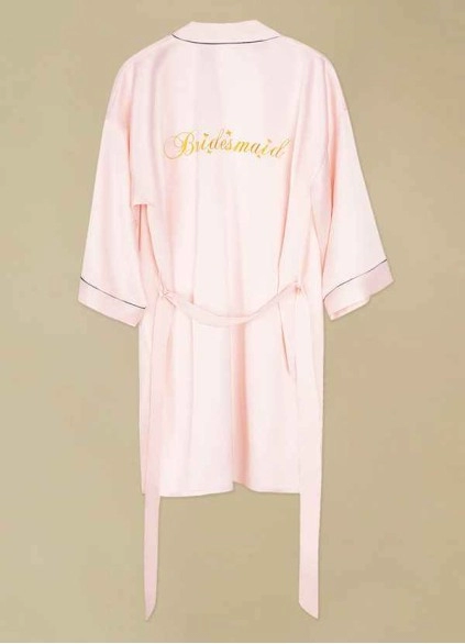 Pre-Wedding Embroidered Bridesmaid Satin Robe