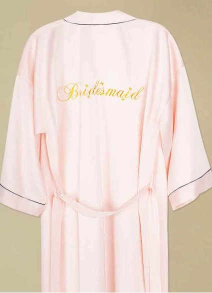 Pre-Wedding Embroidered Bridesmaid Satin Robe