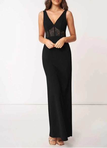 AZ Occasions Modern Romance Stretch Crepe Maxi Dress