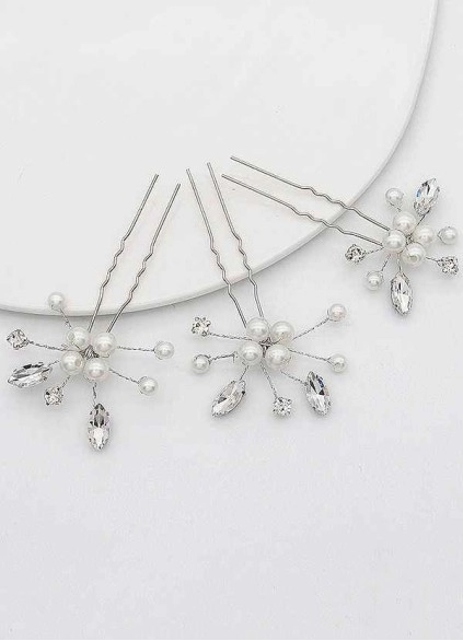 Pearl and Crystal Cluster Comb Set