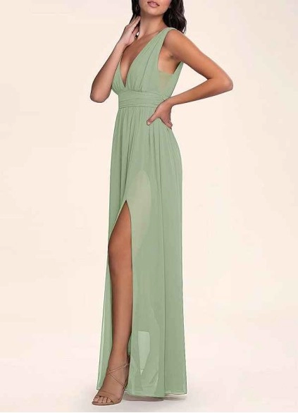 AZ Occasions Dancing Queen Dusty Sage Chiffon Maxi Dress