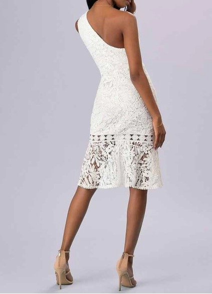 AZ Occasions Every Season Ivory Lace Midi Dress