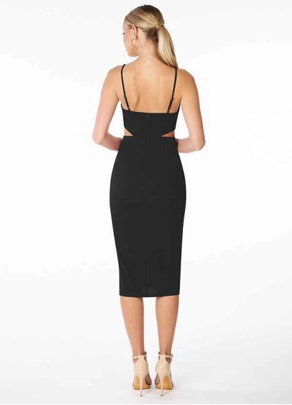 AZ Occasions Midi Stretch Crepe Dress with Side Cutouts and Slit