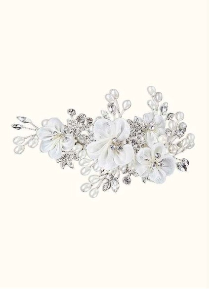 White Floral And Pearl Hairpins